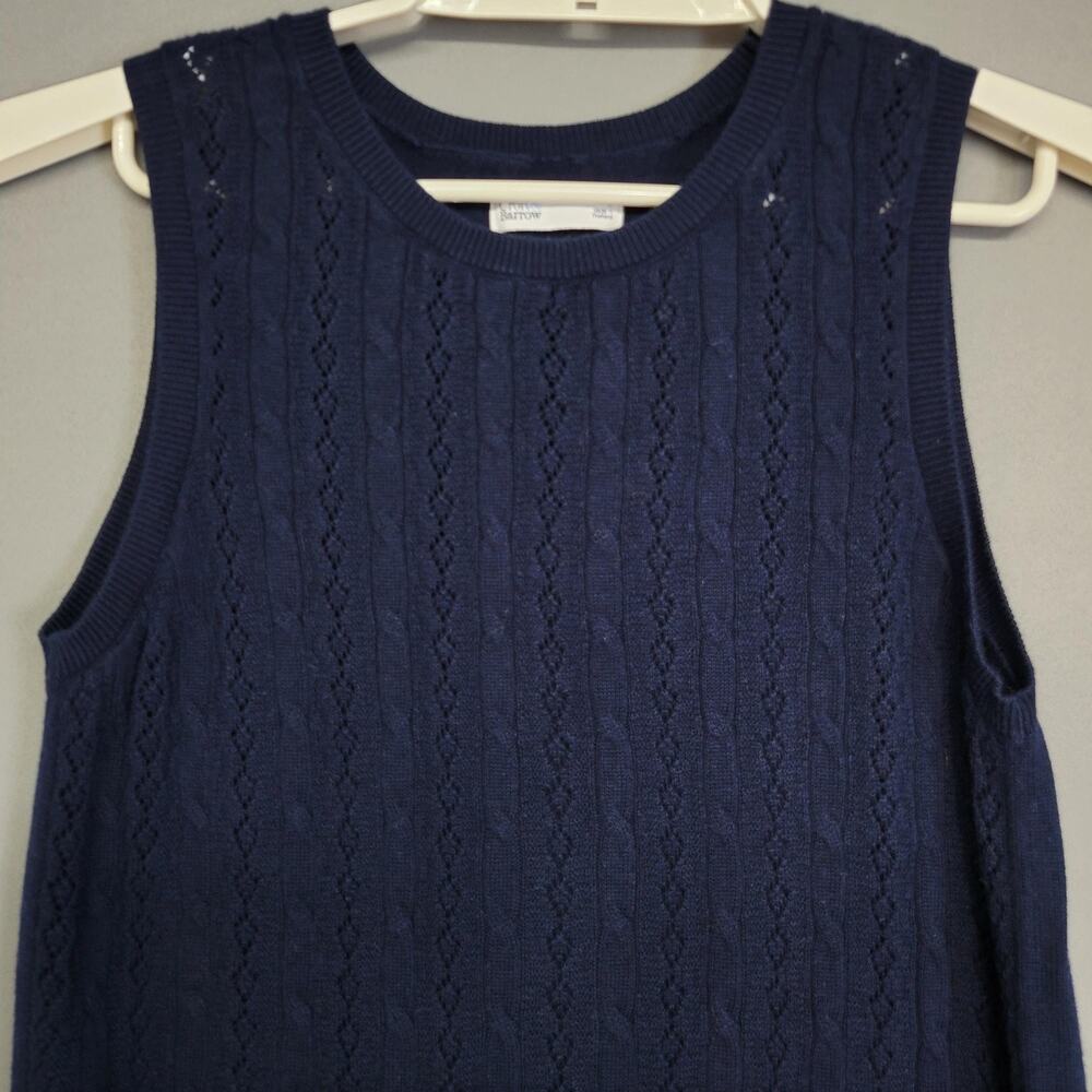 Sweater Vest Womens S Navy Blue Pointelle Knit Sleeveless Preppy Croft & Barrow - Picture 5 of 12
